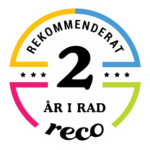 Rekommenderat företag 2 år i rad via reco