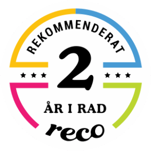 Rekommenderat företag 2 år i rad via reco